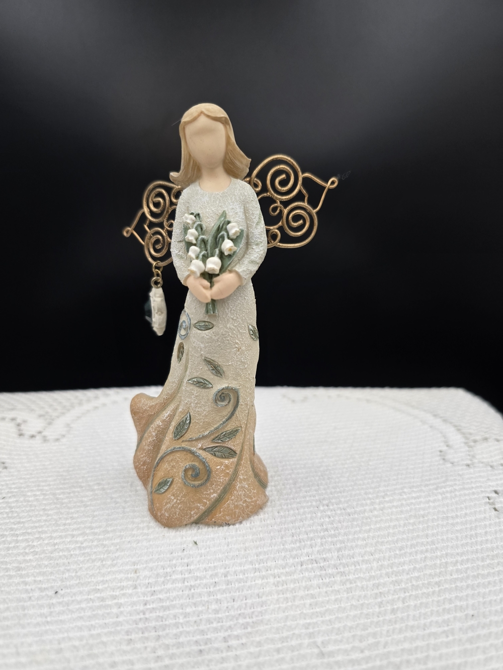 Handcrafted Ceramic Angel Figurine in Cream and Tan by Unknown